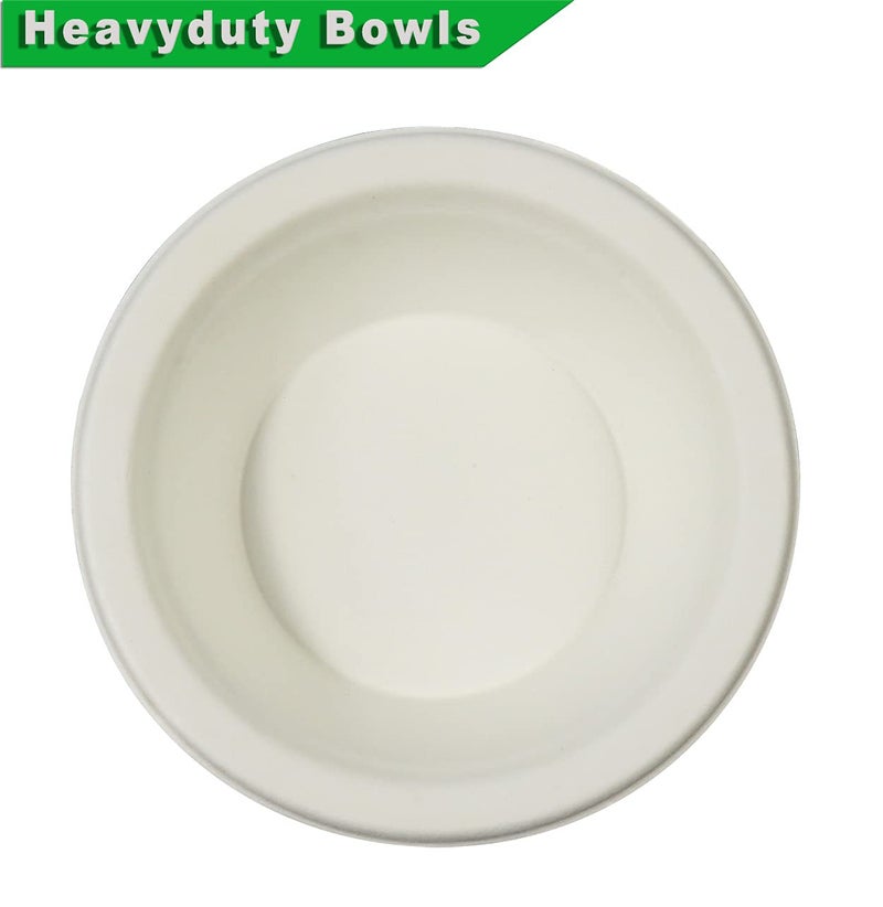 CantaGreen 12 OZ Compostable Bowls,100 Count Heavyduty Sugarcane/Bagasse and Bamboo Fibre Biodegradable Disposable Paper Bowls - Image 2